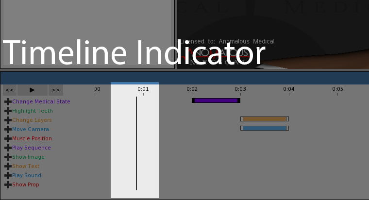 This screenshot shows the timeline indicator on the animation timeline.